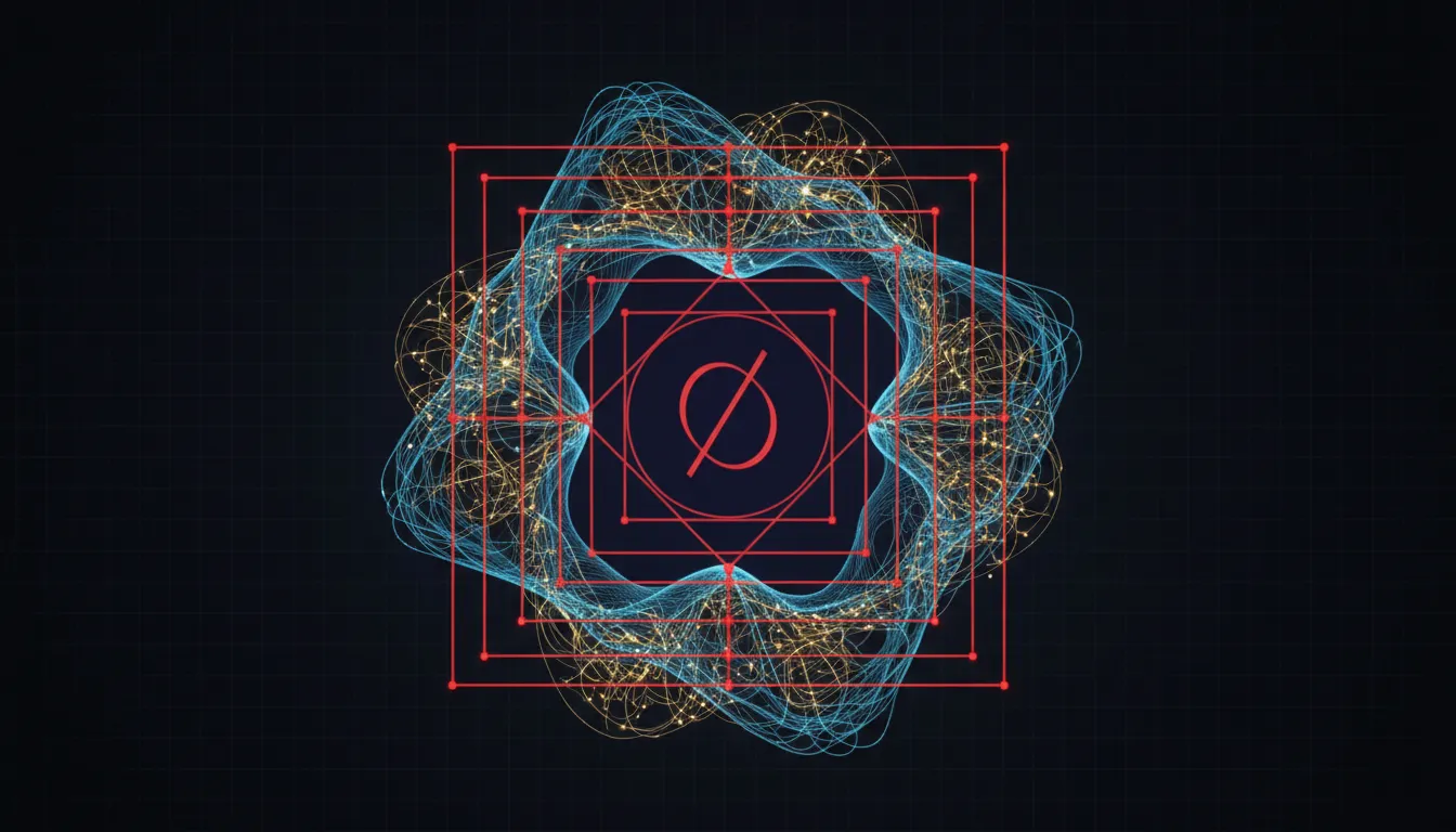 Abstract conceptual art representing the intersection of mathematical structuralism, music, and feminist theory